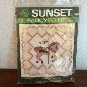 Vintage 1986 Sunset Fancypoint CAROUSEL HORSE Needlework Kit #6519 ~ New NOS